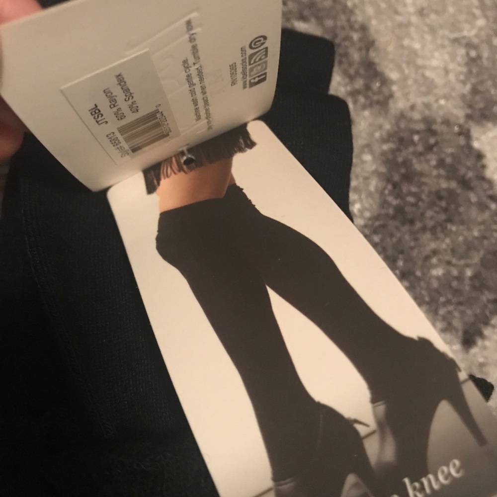 NWT k. Bell black knee high socks